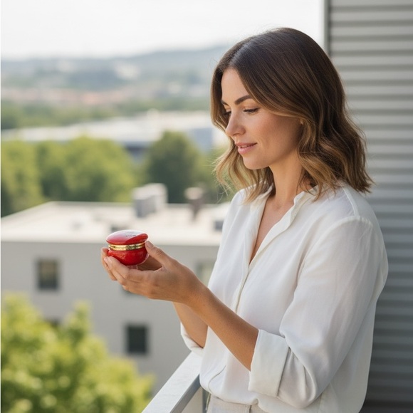Vintage Authentic Italian Red Alabaster Trinket Box - Picture 7 of 8